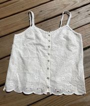 White Eyelet Lace Tank