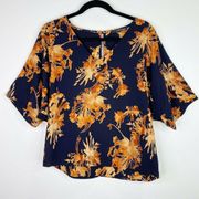 Caramela High Low Floral Blouse Top Shirt Size Small S Womens