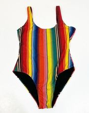 ONIA Kelly Scoop Back Striped One Piece Swimsuit