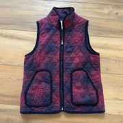 Caslon Plaid Vest Jacket Small Petite Burgundy Navy Outerwear Womens Fall