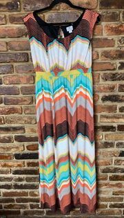 Worthington Multicolored Stripe Sleeveless Maxi Dress Women's Size Medium