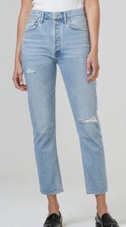 Women’s  Jolene Vintage Cut High Rise Button Fly Denim Distressed Jeans