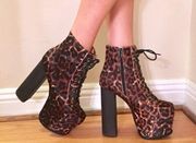 Jeffrey Campbell Lita Fur Leopard Platform Boots Size 6