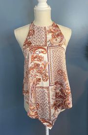 Bishop + Young Corsica Halter Top Coral Paisley Print 