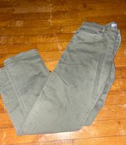 Olive Green Wide Leg High Waisted Jeans