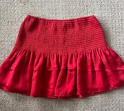 Red Ruffle Mini Skirt