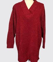 Vintage Diane Von Furstenberg Sweater Red Shimmery Women's Size Large