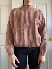 Pink Mockneck Knit Sweater