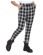 Hot Topic Black White Plaid Pants With Detachable Chain Large