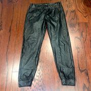 COMMANDO Women’s Black Faux Leather High Rise Jogger Pants Size M