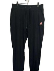 Badgley Mischka Black Original Artwork French Terry Face Logo Jogger Women Sz XL