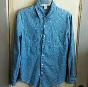 Ellison blue button up cotton shirt white stars