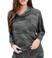 NWT Splendid Supersoft Green Camo Cowl Neck Pullover Sweater SMALL