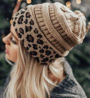 Apricot Leopard Beanie