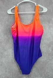 Basic Editions Orange Purple Swimsuit Swimwear One Piece Size 16