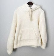 LUSH Faux Sherpa Teddy Hooded Pullover Small White