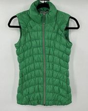Athleta Downtown Green Goose Down Quilted Puffer Vest Size XS