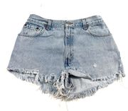 Levi’s  Vintage 550 Light Wash High Waisted Distressed Cutoff Jean Shorts 28 Fray