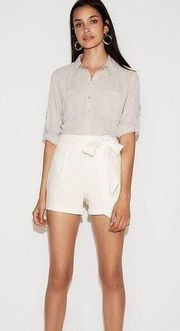 ✨ High Waisted Sash Tie Linen-Blend Shorts✨