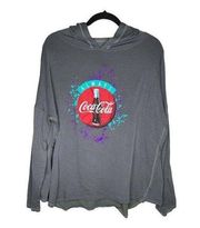 Coco Cola Sweatshirt Size XL Women's Long Sleeve Hooded Dark Gray Sweatshirt