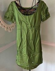 Missoni sz 6 Green Cotton Silk Grommet Short Sleeve Dress Italy