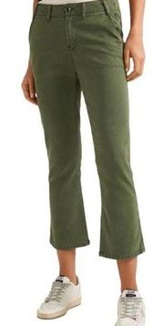 THE GREAT.  The Trouser Nerd Cropped Flared Twill Pants Green Size 25 Flawed