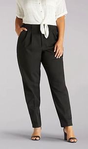 ELASTIC BACK Tapered PETITE PANTS :BLACKna