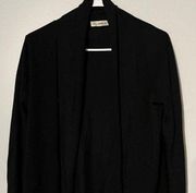 ZARA Shawl Collar Open Front Black Knit‎ Sweater Size Medium