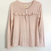 CHASER long sleeve ruffle button down top Sz S