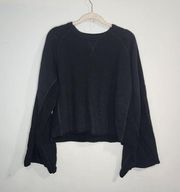 7 For All Mankind Black Wide Sleeve Fall Cropped Women S Oversized Sweatshirt