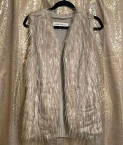 Sebby Collection beige brown natural faux fur vest, L, NWT