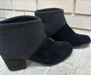 Leila Ankle Boots Womens Size 7 Black Suede Gray Zip Up Booties