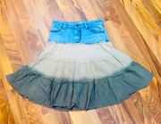 Denim Jeans and Brown Layer Flare y2k Skirt
- Size: large girls / XS (0-2) women