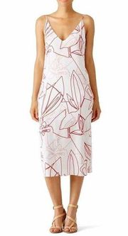 C/MEO Collective Abstract Leaf Midi Dress in Red White