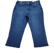 NYDJ Curves 360 Slim Straight Cropped Jeans Blue Stretch Size 4P Petite Capris