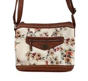 BOC Born Concept Faux Leather Crossbody Bag Purse White Floral Adjustable Strap