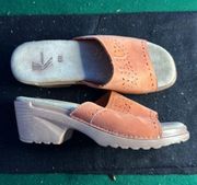 White Mountain Slide On Orange Leather Slip on Sandals size 6