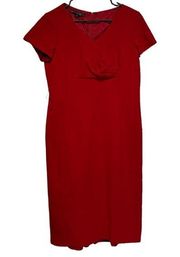 Lafayette 148 Red Wool Short Sleeve Knee Length Dress Size 8