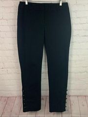 INC black ankle button cropped black pants Size 6 cotton spandex