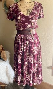 Floral Blouson Midi Dress