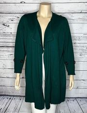 Design History Woman (Dressbarn) NWT Size 2X Green Open Front Sweater Cardigan