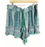 ANGIE Green Paisley BOHO Shorts Size XXL