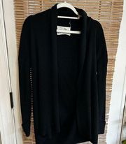 Ann Taylor Loft Lounge Black LS Open Cozy Knit Duster Sweater Medium