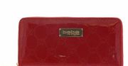 bebe Logo Red Patent Leather zip around Wallet