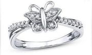 Kay Diamond Butterfly Ring 1/10 ct tw Round-cut Sterling Silver size 7.5