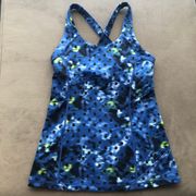 Lululemon Kanto Catch Me Tank Windy Blooms Saphire Blue Multi /Naval Blue size 6