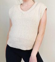 Old Navy Cream Oversized V Neck Knit Sweater Vest