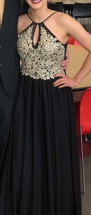 My Michelle Gold And Black Prom Dress