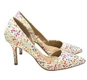 OLD NAVY Floral Print D'orsay Textile Slip On Wildflowers heels size 8