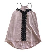 EXPRESS  Tank Top Womens X-Small Pink Black Lace Halter V Neck Sleeveless Poly